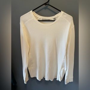 Vince mens regular fit waffle knit cotton blend crewneck - white - Large
￼